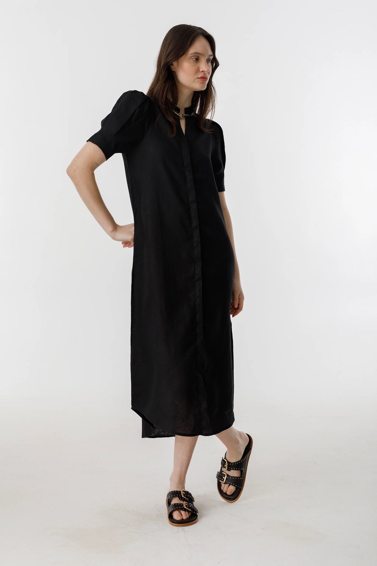 Athina Midi Linen Dress