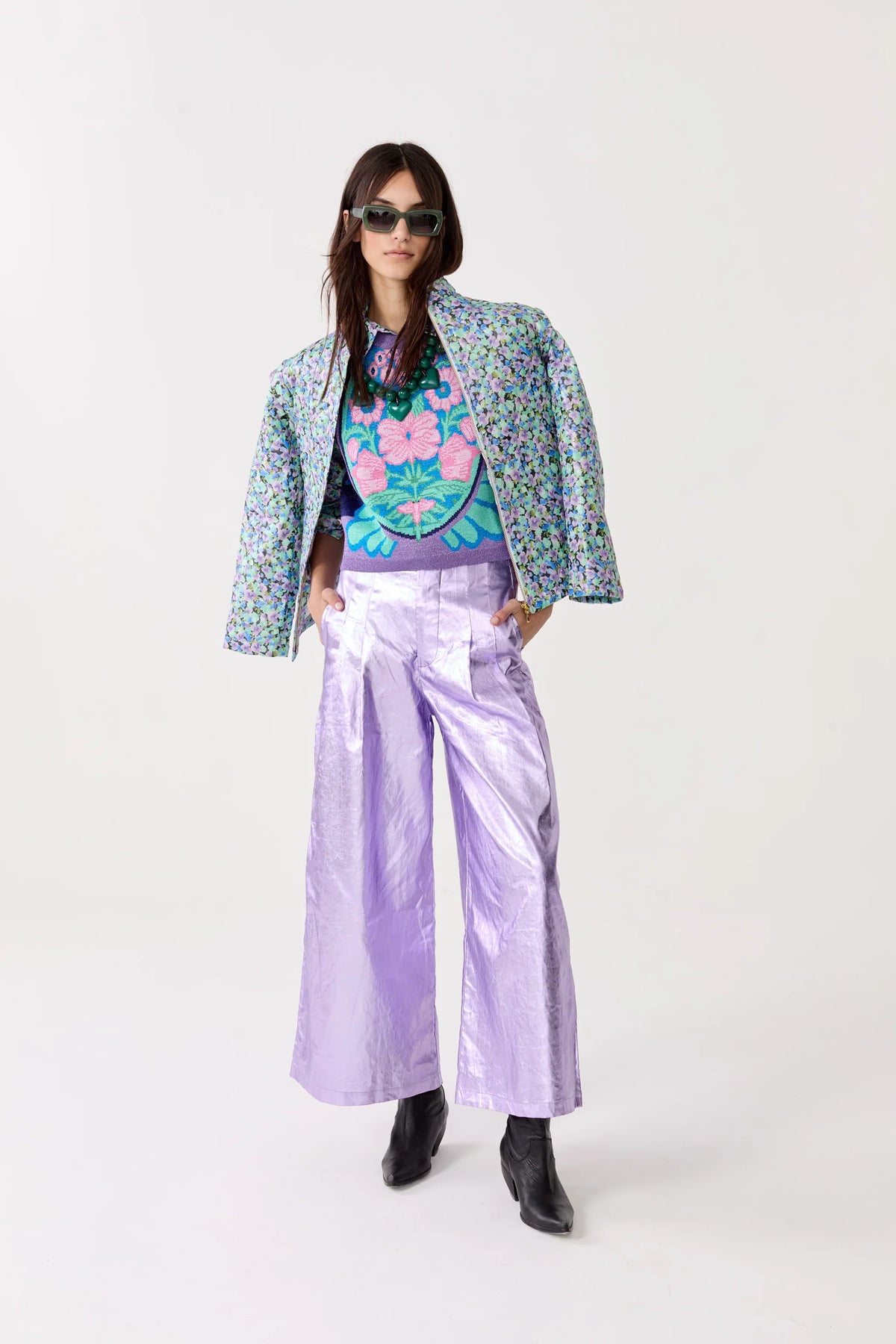 Culotte Metallic Linen Pants