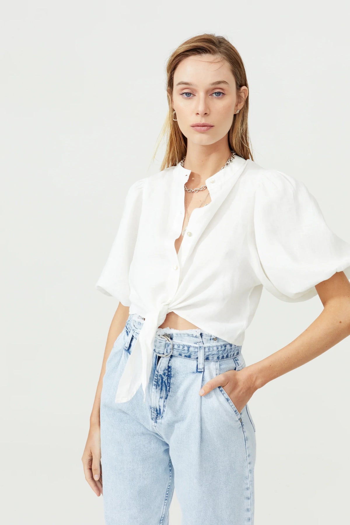 Bubble Linen Crop Top