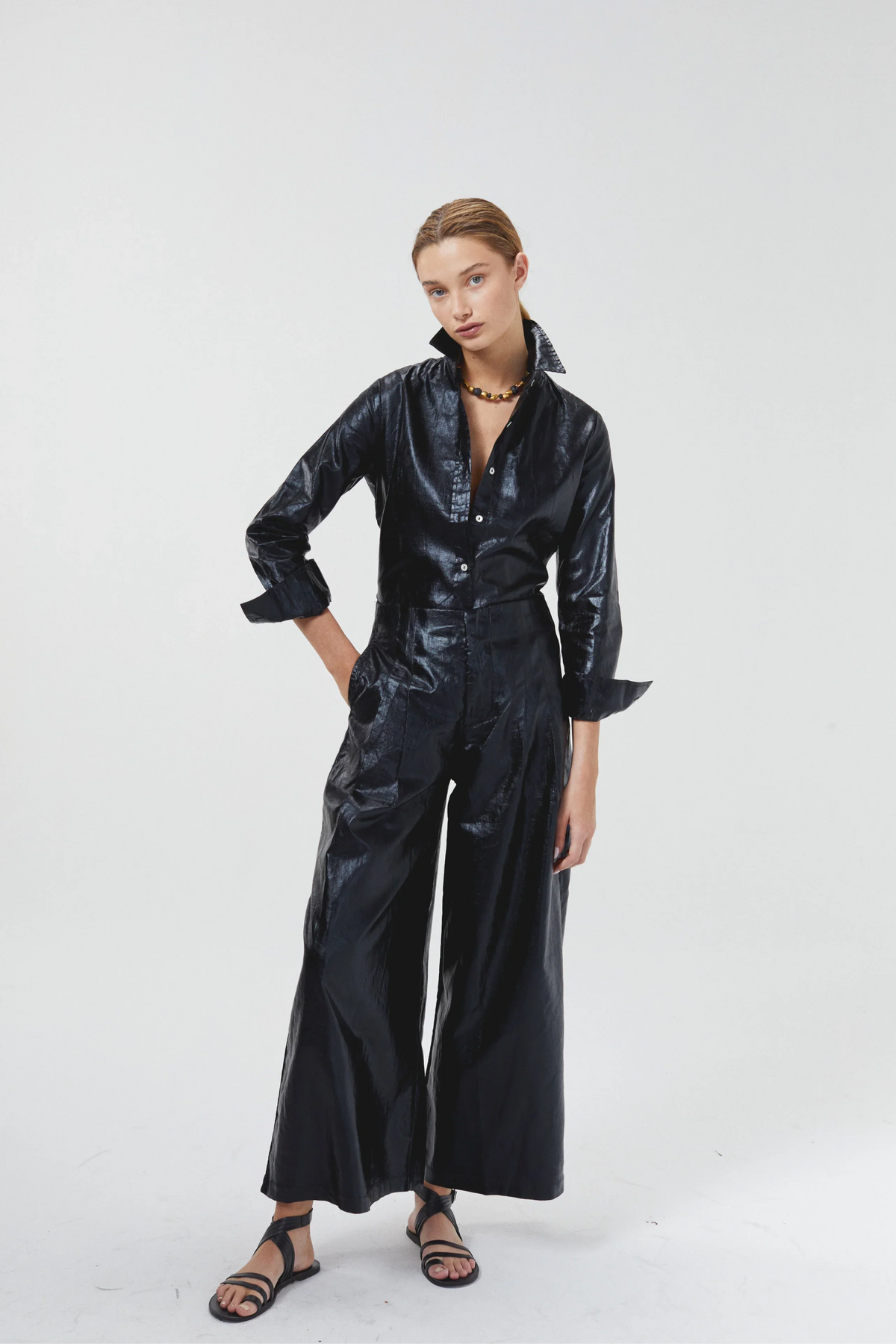 Culotte Metallic Linen Pants