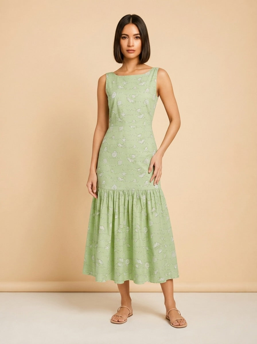Lime Shell Dress by Coco Shop in Lime Green
