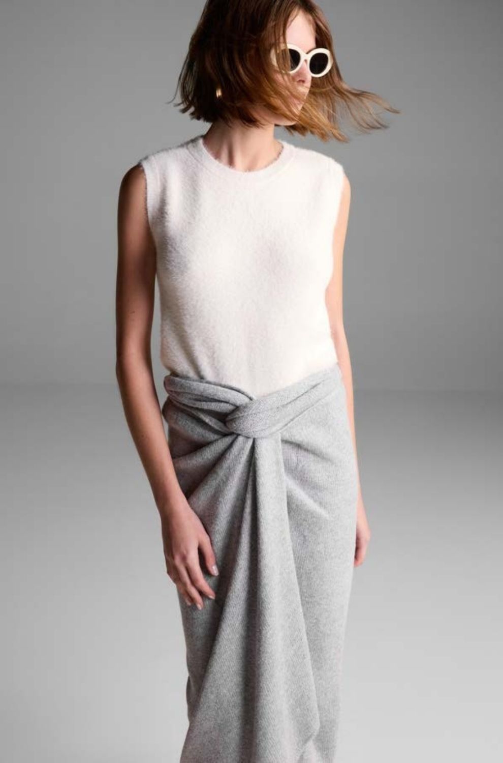 Gray Envelope Knit Skirt