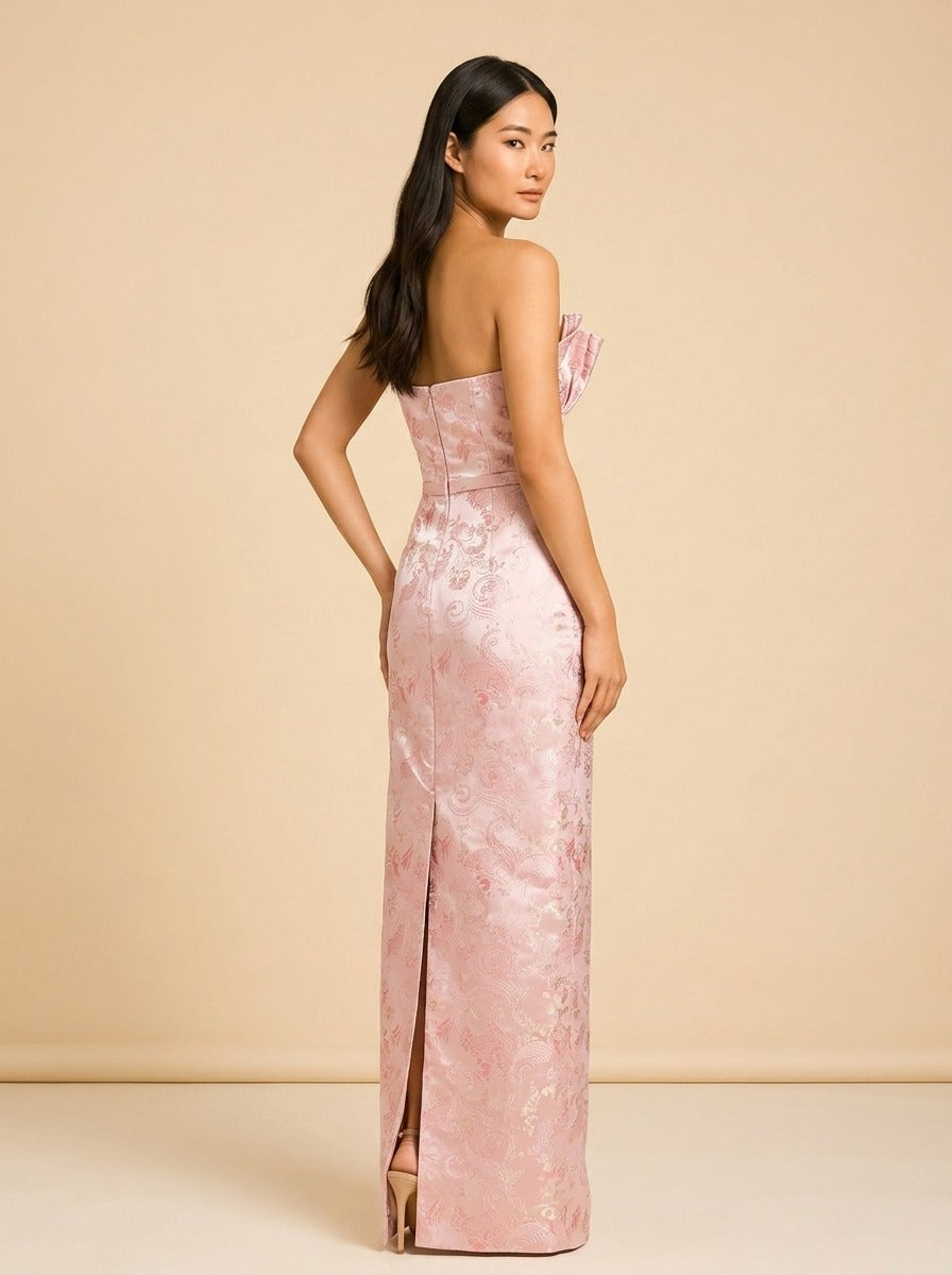 Pleat Detail Gown by Markarian in Pink Floral
