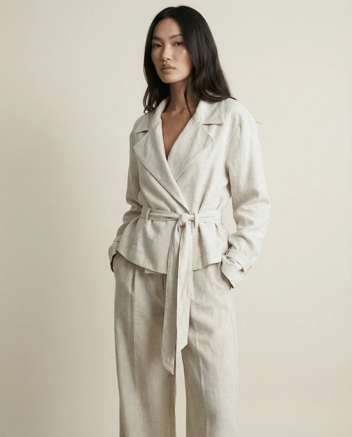 Linen Tie Blazer