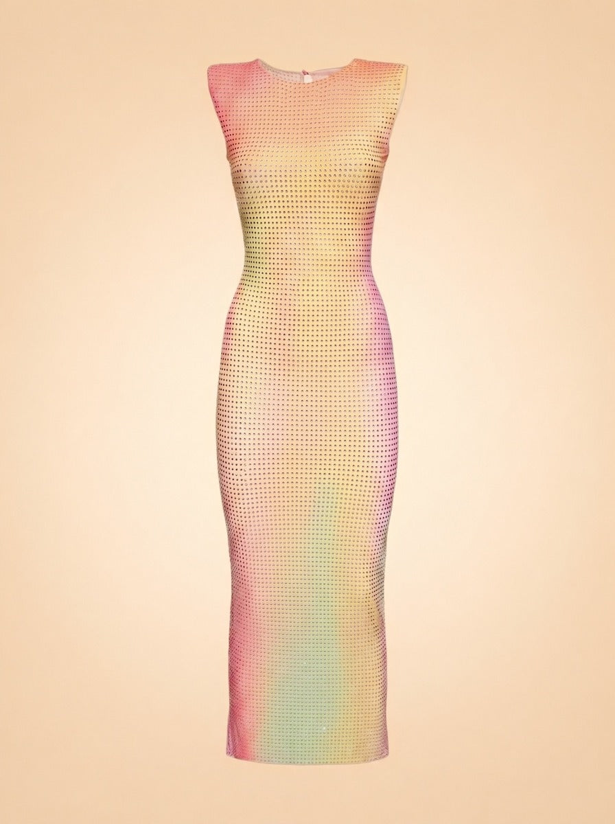 Hot-Fix Midi Dress by Self-Portrait in Neutral