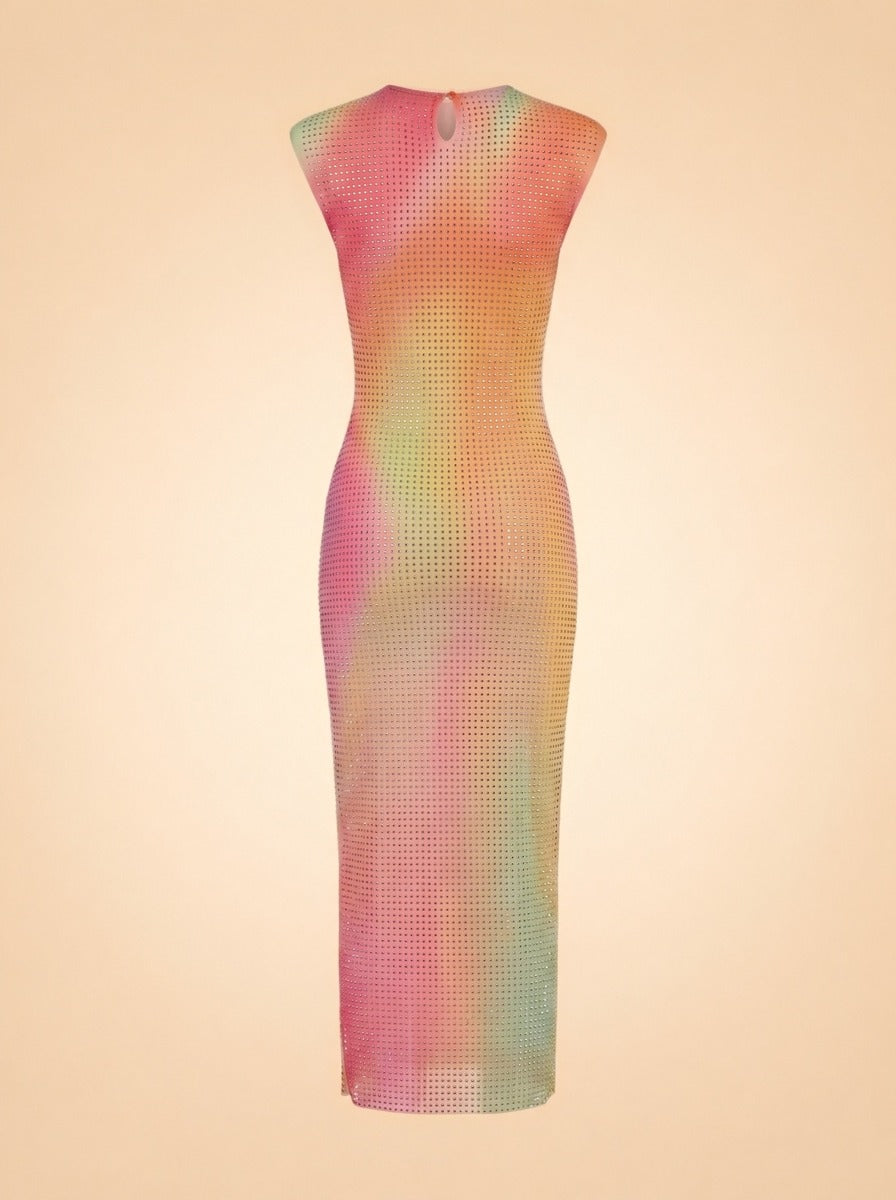 Hot-Fix Midi Dress by Self-Portrait in Neutral
