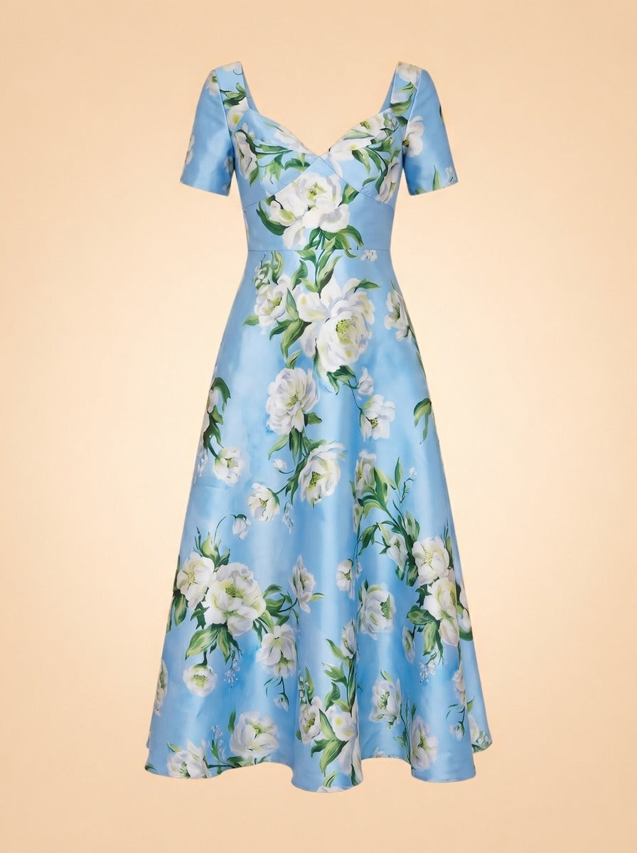 Mikado Floral Dress by Theia Couture in Floral