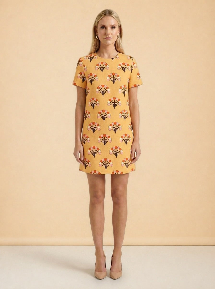 Floral Swing Mini Dress by La DoubleJ in Mustard Floral