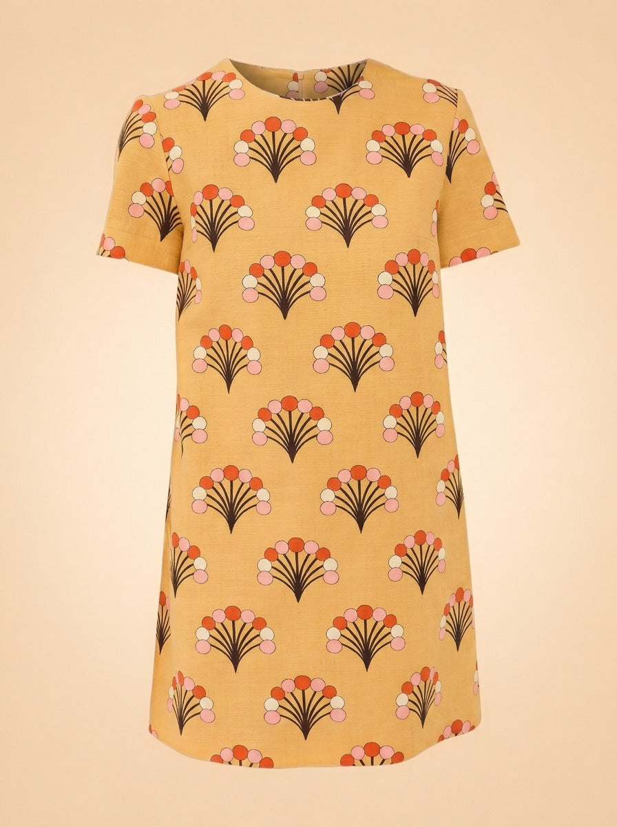 Floral Swing Mini Dress by La DoubleJ in Mustard Floral