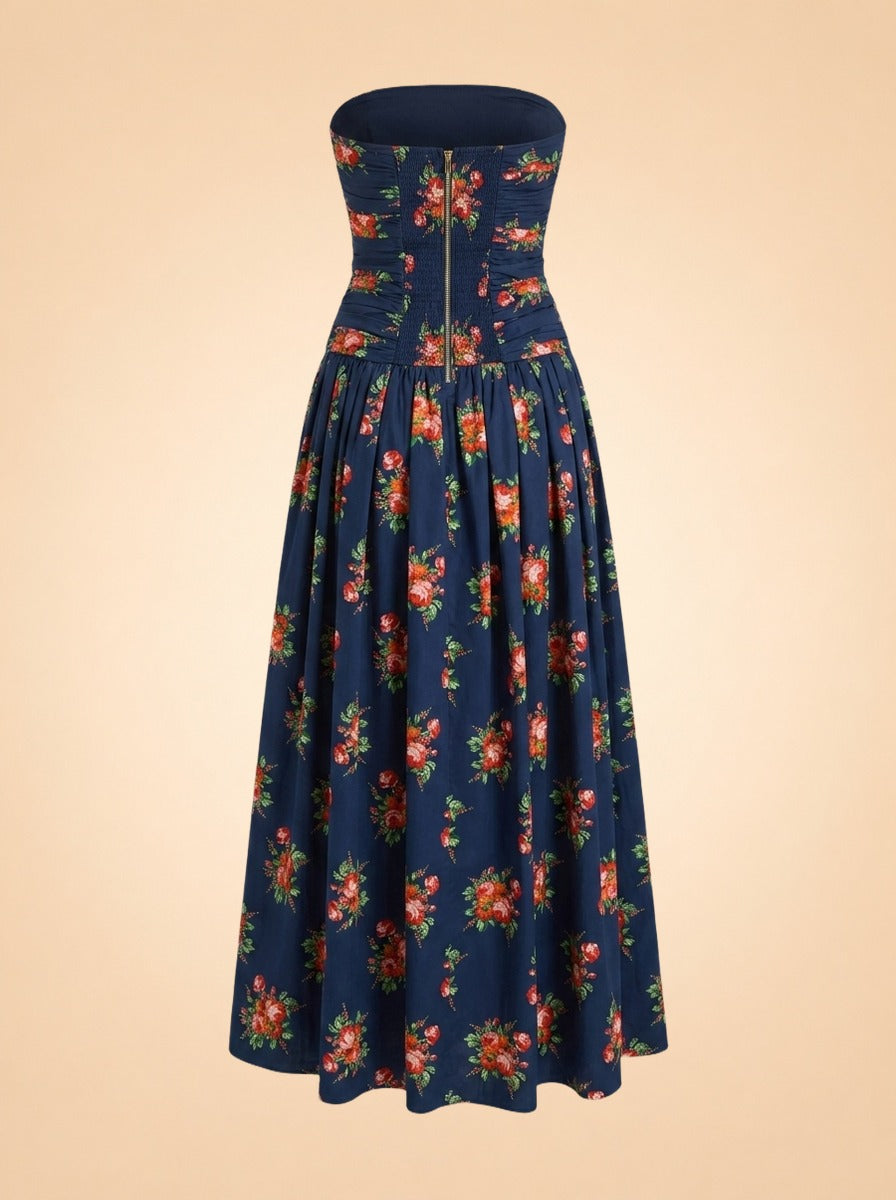 Montreal Maxi Gown by Cara Cara in Navy Rose Floral