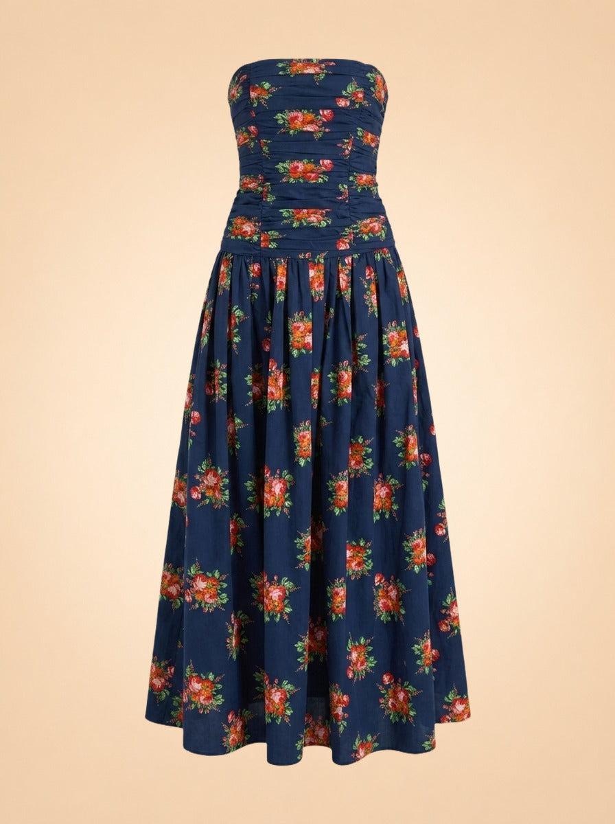 Montreal Maxi Gown by Cara Cara in Navy Rose Floral