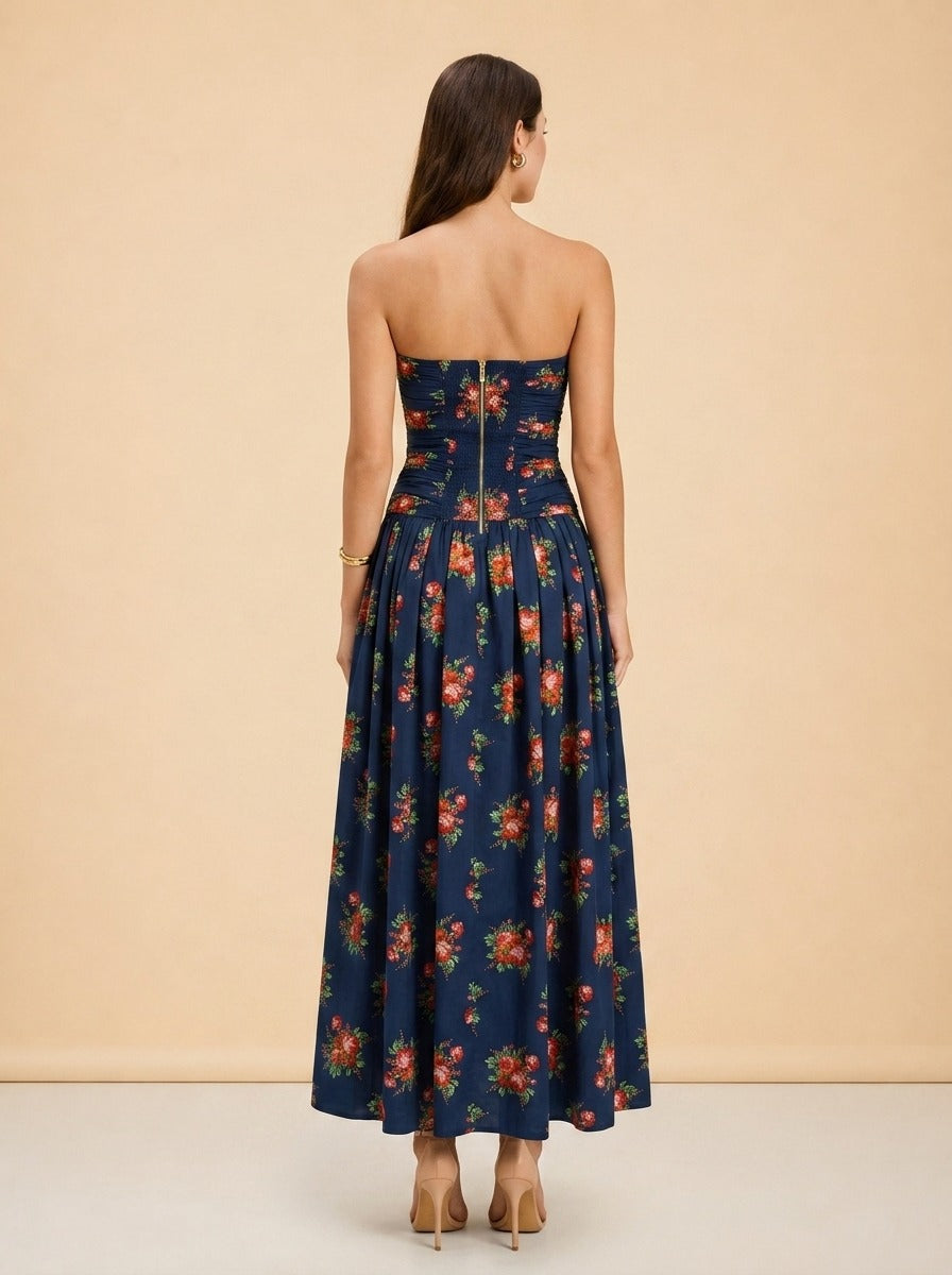 Montreal Maxi Gown by Cara Cara in Navy Rose Floral