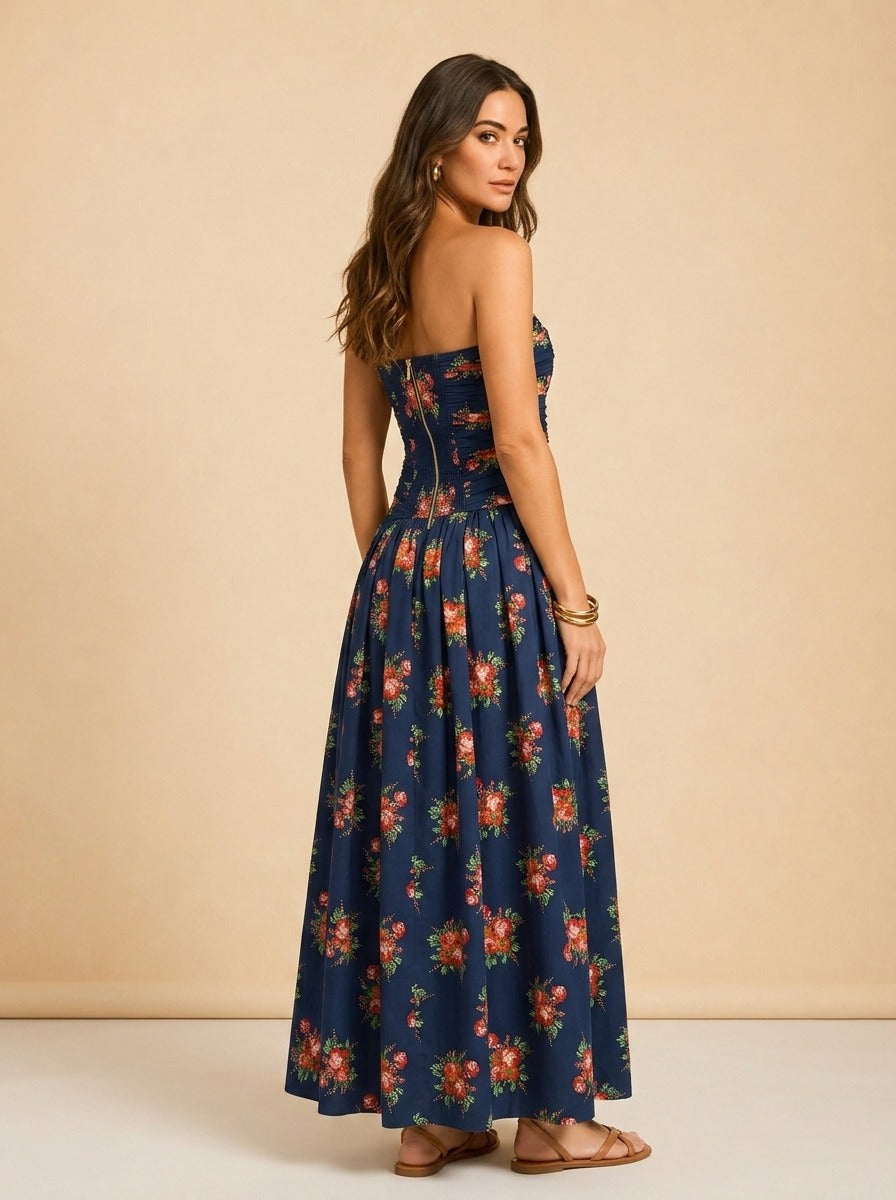 Montreal Maxi Gown by Cara Cara in Navy Rose Floral