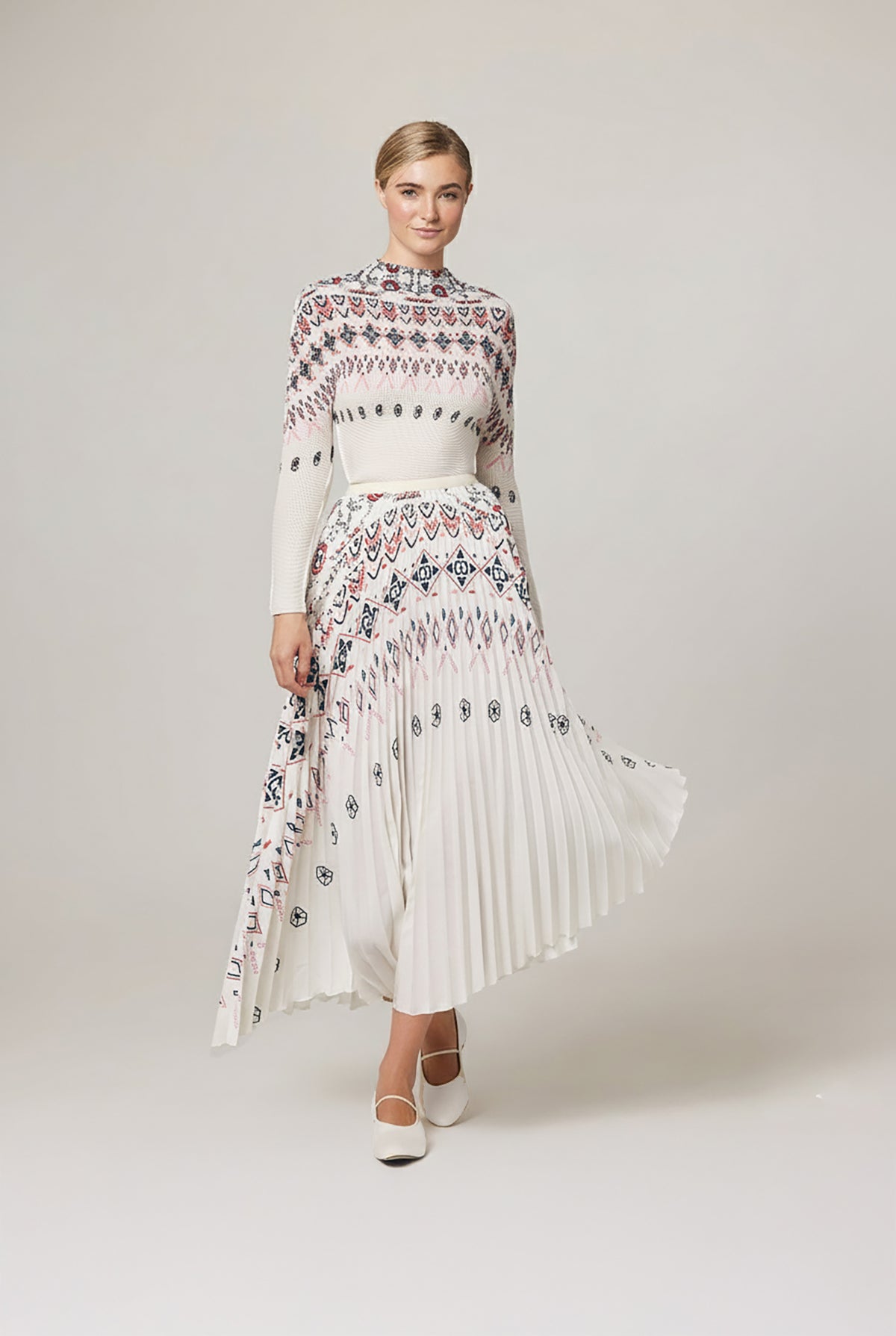 Noelle Fair-Isle 3D Honeycomb Texture Top