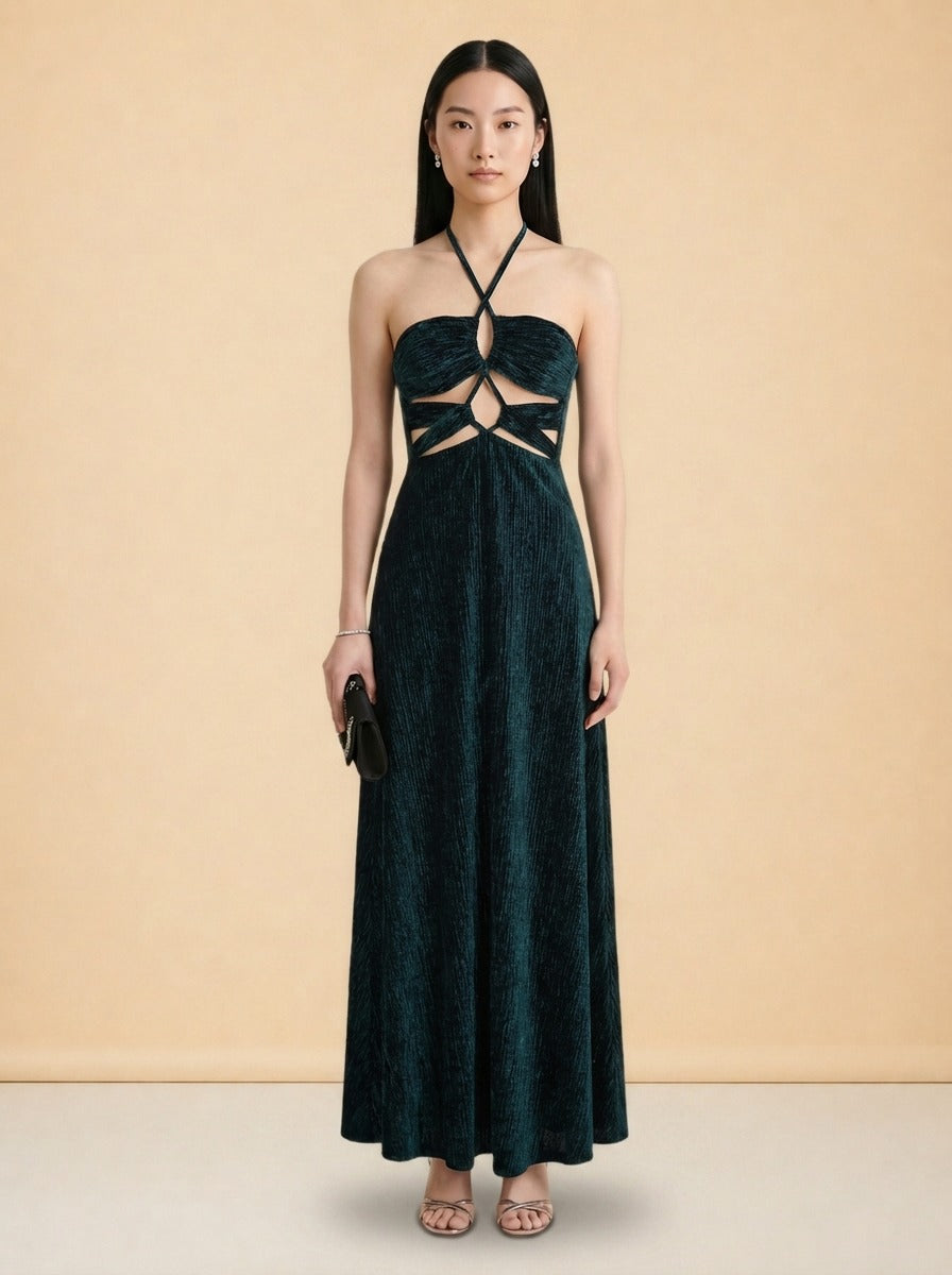 Textured Maxi Dress by PatBO in Green