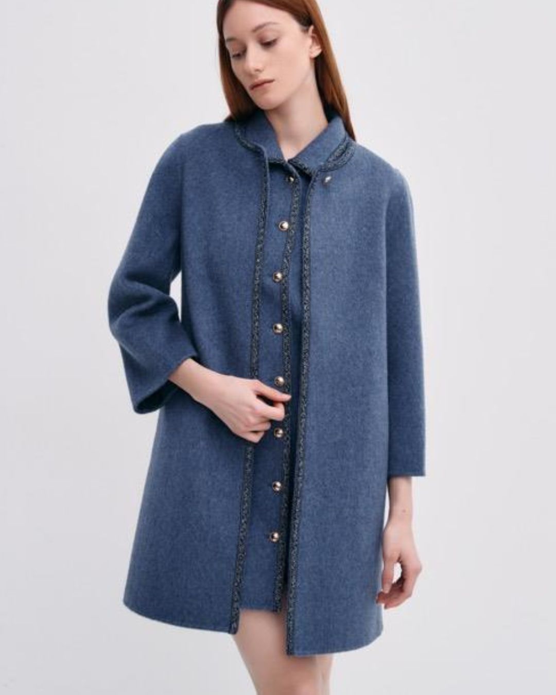 Lady Topcoat With Textured Trim