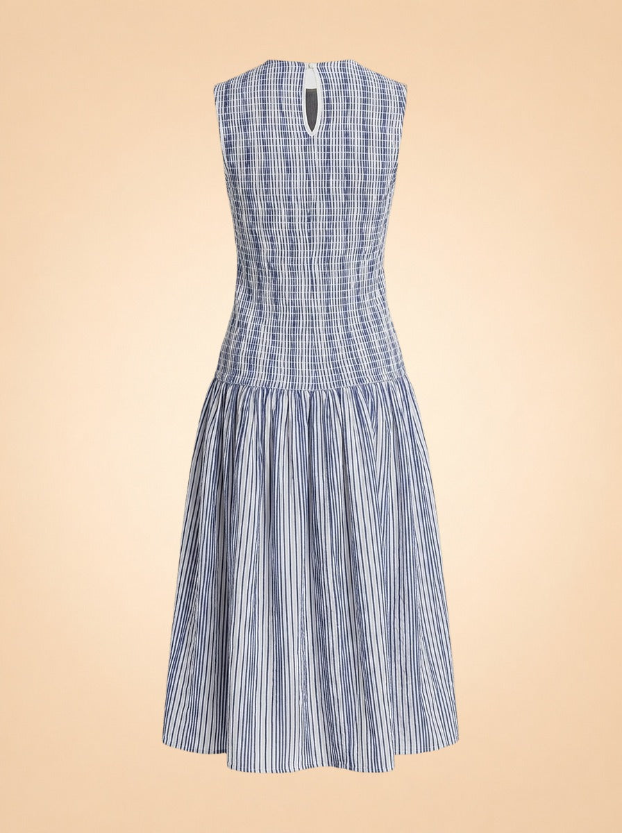 Porter Midi Dress by Marie Oliver in Blue & White Stripe