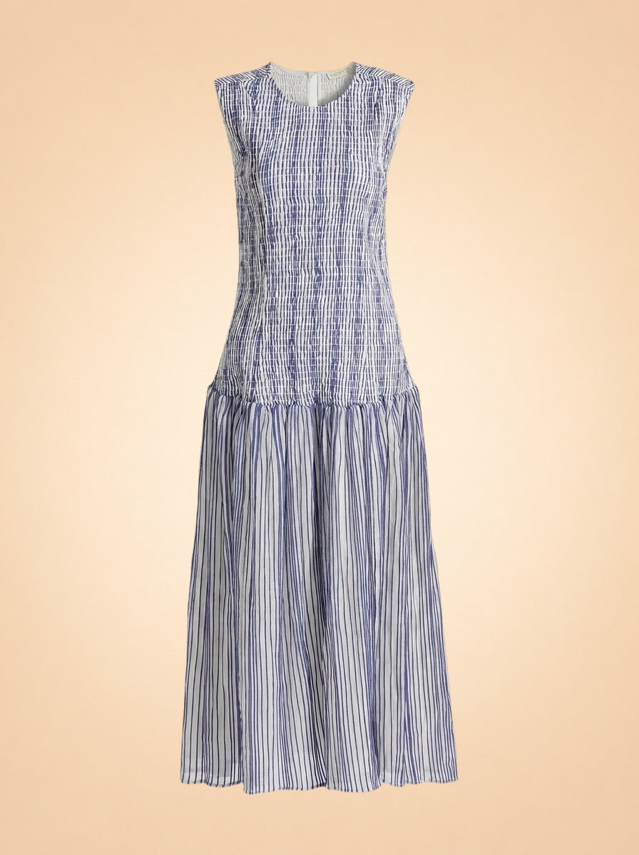 Porter Midi Dress by Marie Oliver in Blue & White Stripe