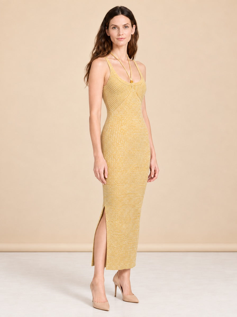 Printed Slip Maxi Dress by Jonathan Simkhai in Gold, yellow