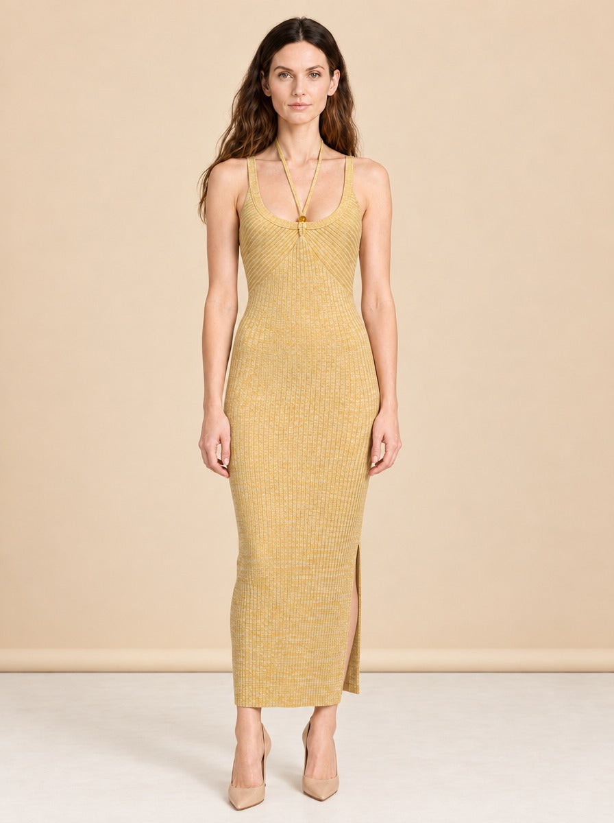 Printed Slip Maxi Dress by Jonathan Simkhai in Gold, yellow