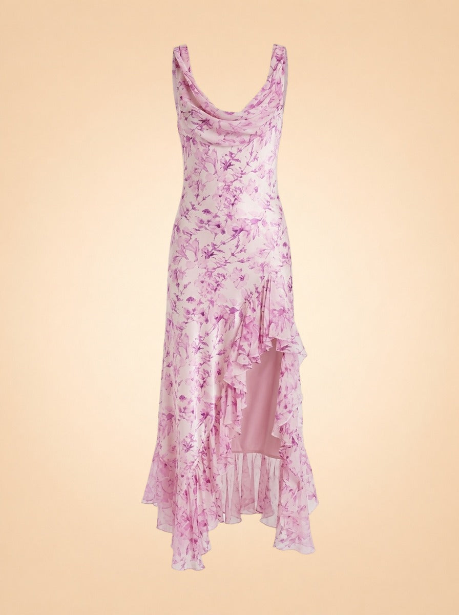 Raya Floral Silk Maxi Dress by Cinq à Sept in Pink floral print