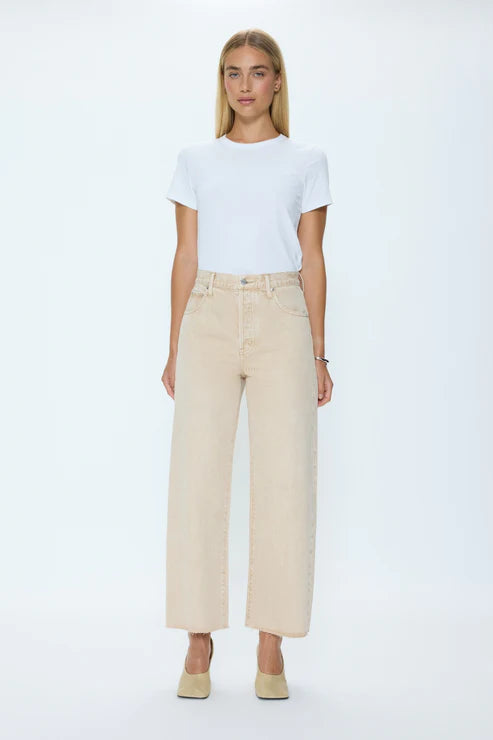 Tate Crop High Rise Bowed Wide Leg Jean