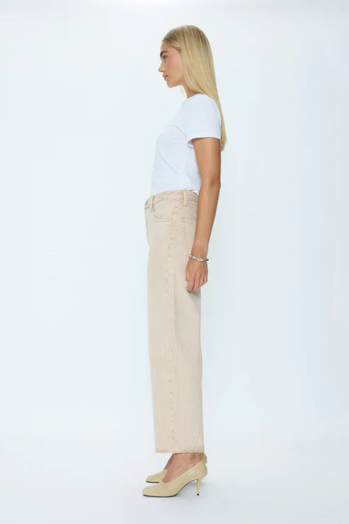 Tate Crop High Rise Bowed Wide Leg Jean