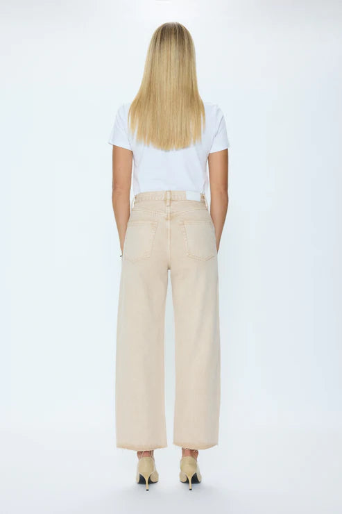 Tate Crop High Rise Bowed Wide Leg Jean