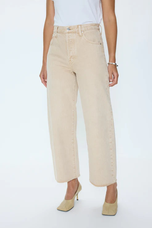 Tate Crop High Rise Bowed Wide Leg Jean