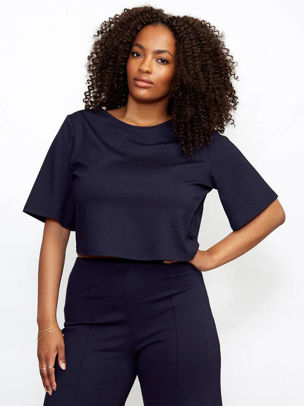 Ponte Knit Short Sleeve Top