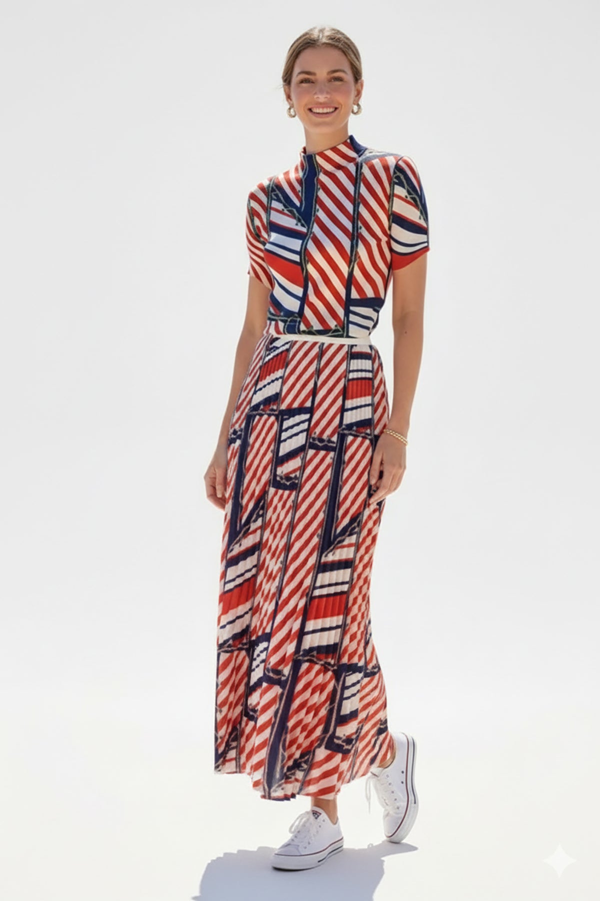 Riviera Lines Pleated Skirt