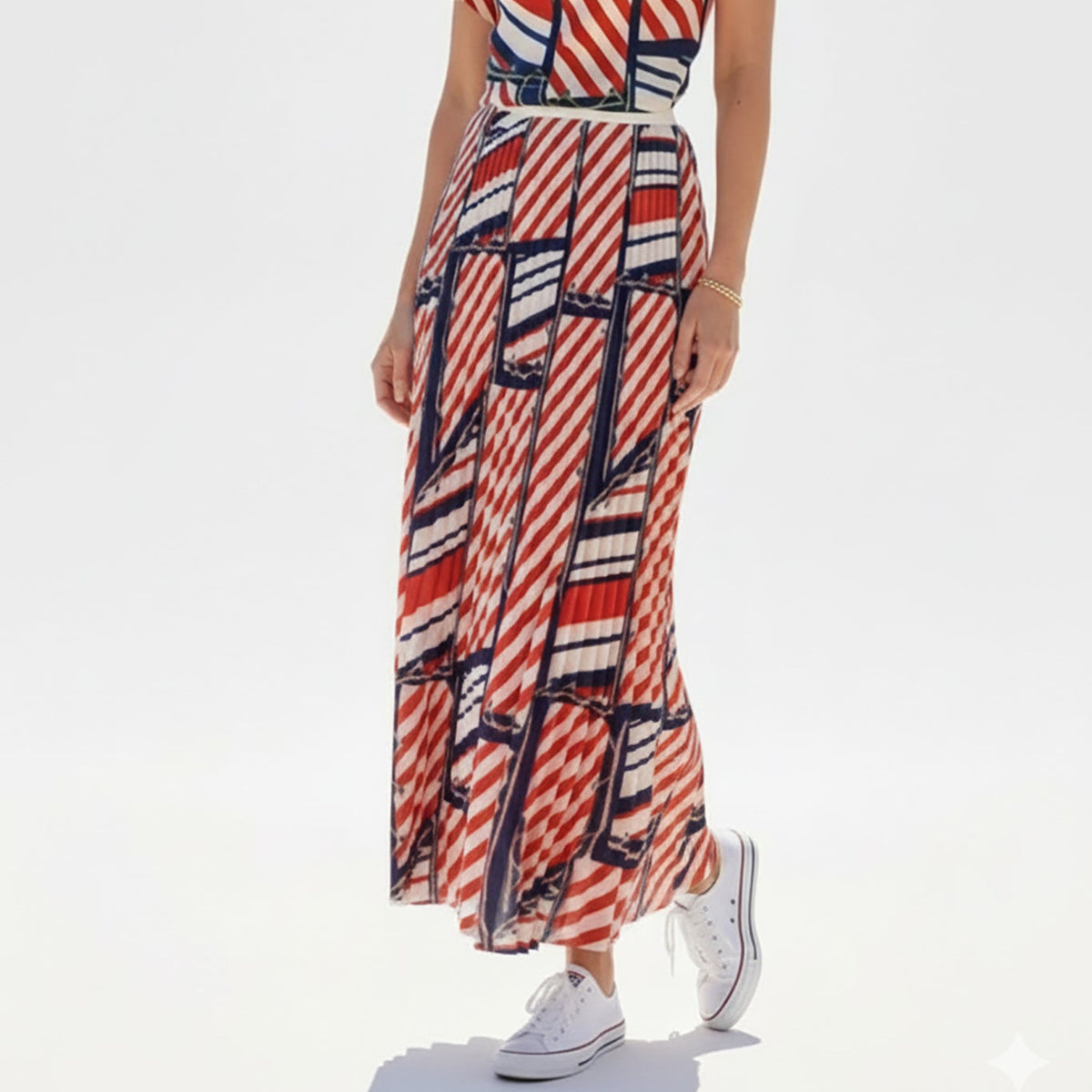 Riviera Lines Pleated Skirt
