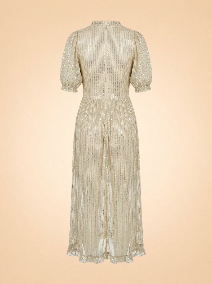 Sparkly Sheer Dress by Eddy in Sage green sequin