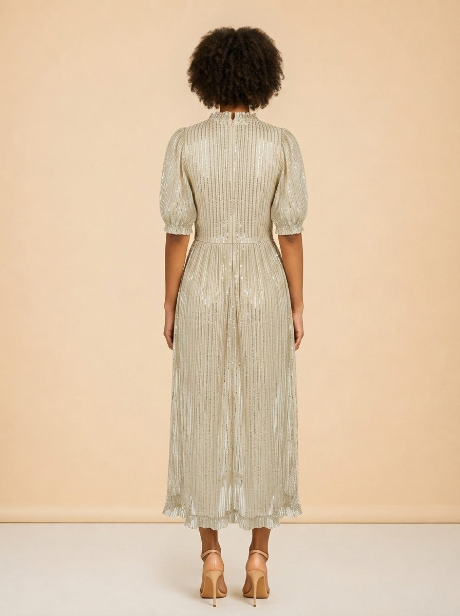 Sparkly Sheer Dress by Eddy in Sage green sequin