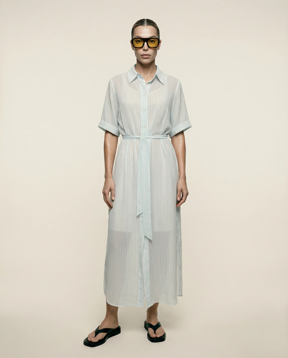 Chiffon Stripe Shirt Dress Chiffon Stripe Shirt Dress