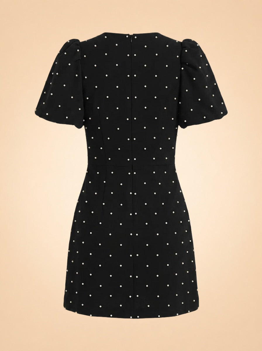 Veronica Dress by Rebecca Vallance in Black with white polka dots