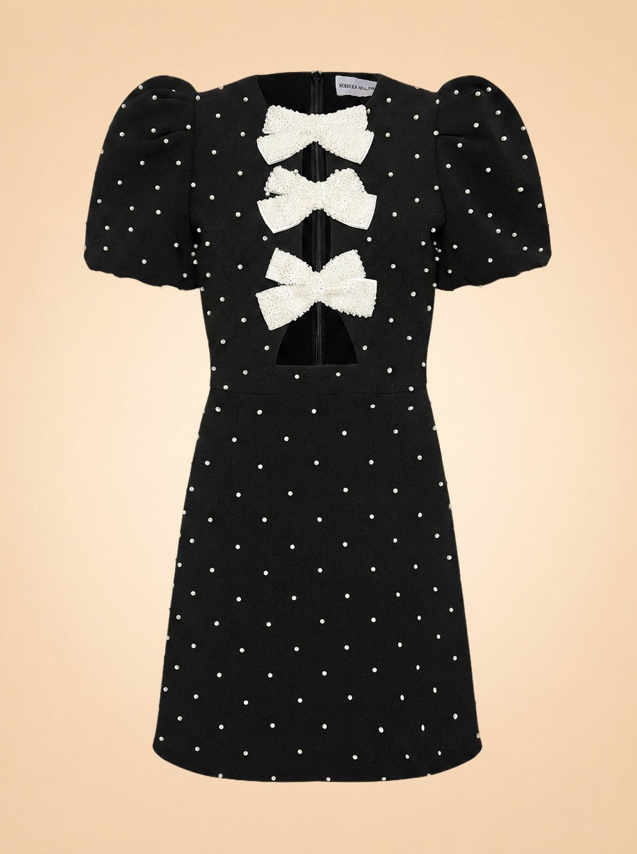Veronica Dress by Rebecca Vallance in Black with white polka dots