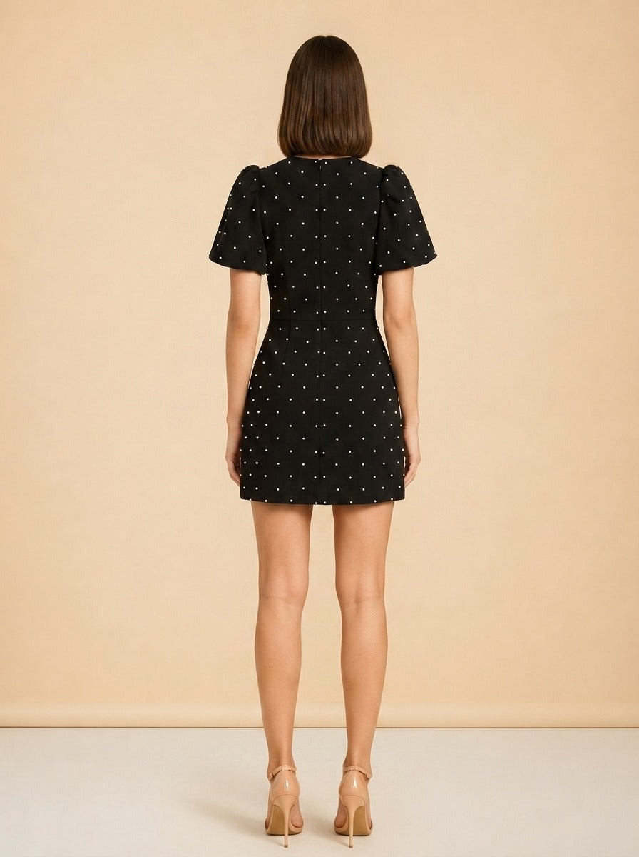 Veronica Dress by Rebecca Vallance in Black with white polka dots