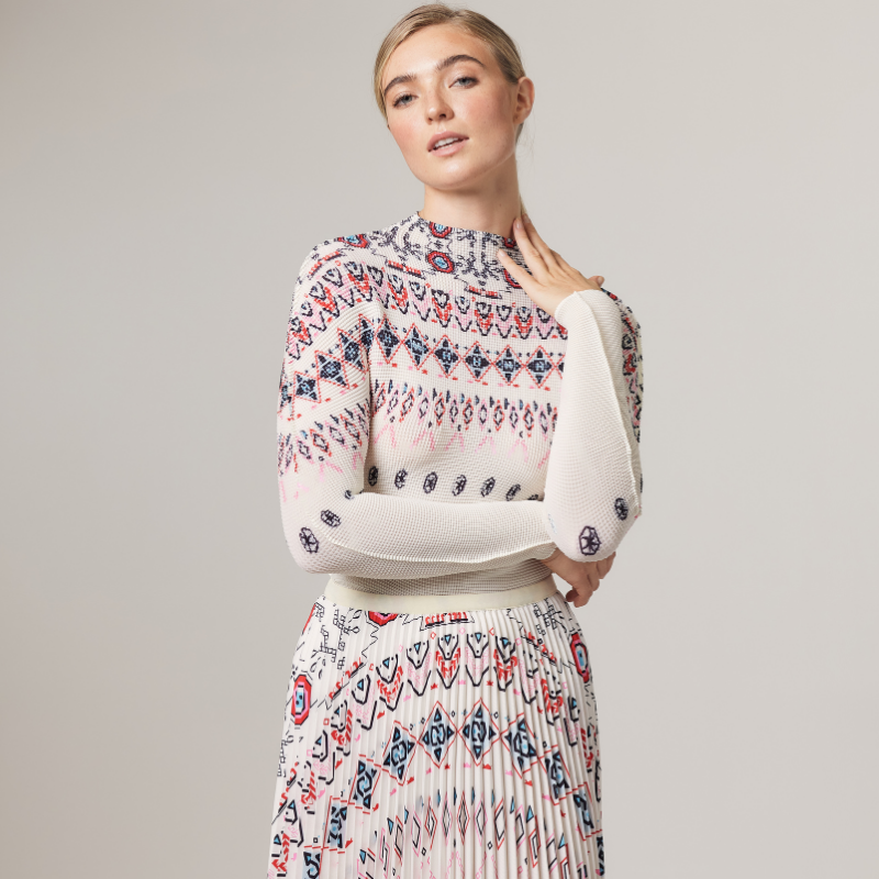 Noelle Fair-Isle 3D Honeycomb Texture Top