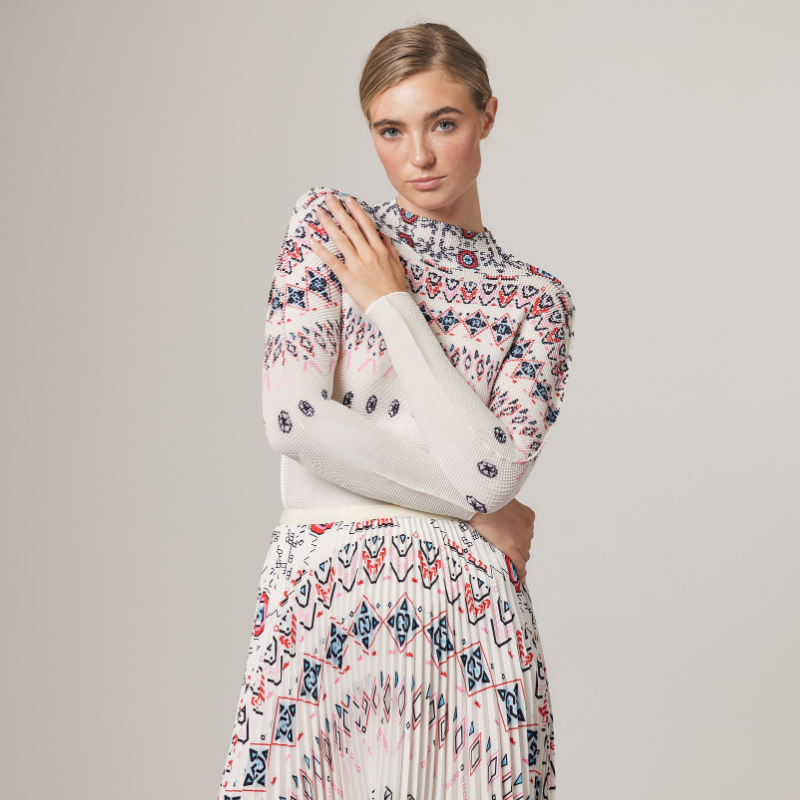 Noelle Fair-Isle 3D Honeycomb Texture Top
