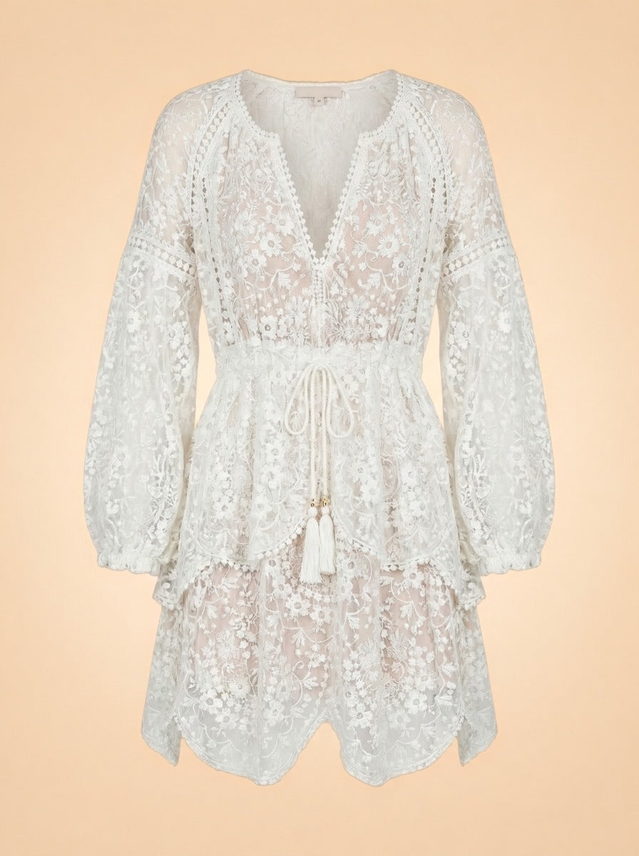 Gossamer Scallop Mini Dress by Zimmermann in Floral